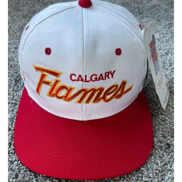 Vintage 90’s Calgary Flames NHL Sports Specialties Script Snapback Cap Hat - NWT - Picture 3 of 11
